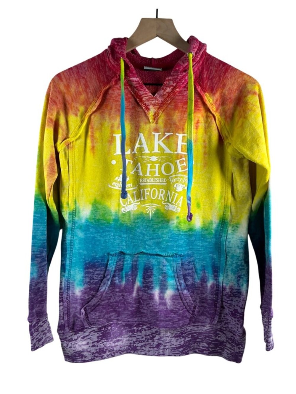 MV Sport Women’s Courtney Burnout Lake Tahoe Tie-Dye Hoodie | Pink & Orange – Si